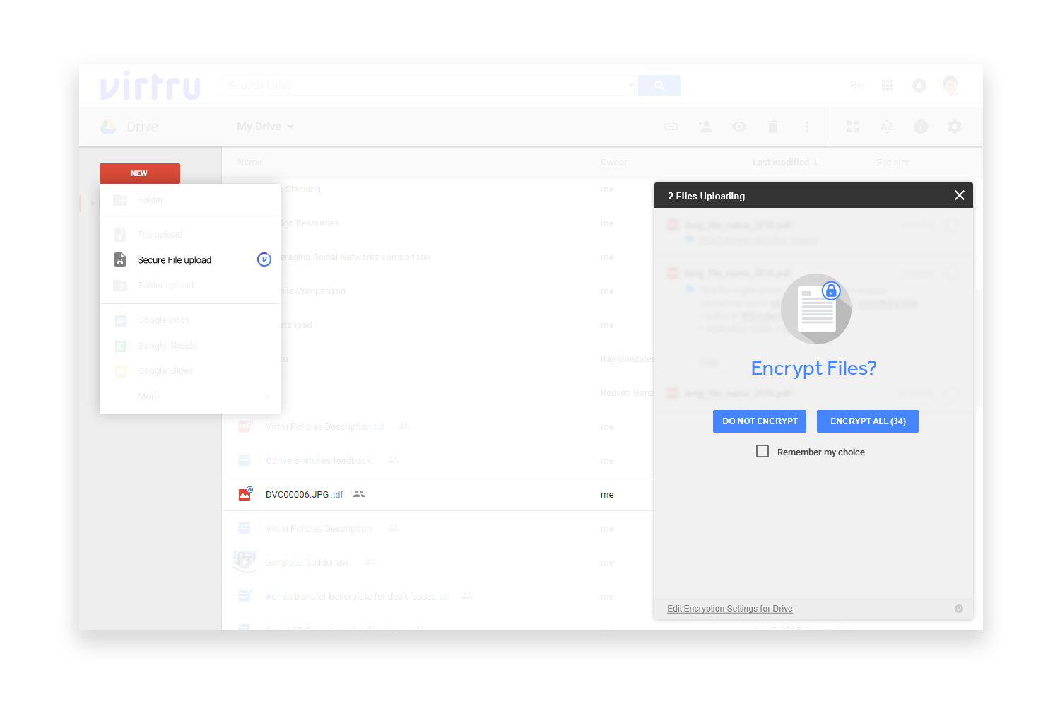 High fidelity mockups for encrypting a file