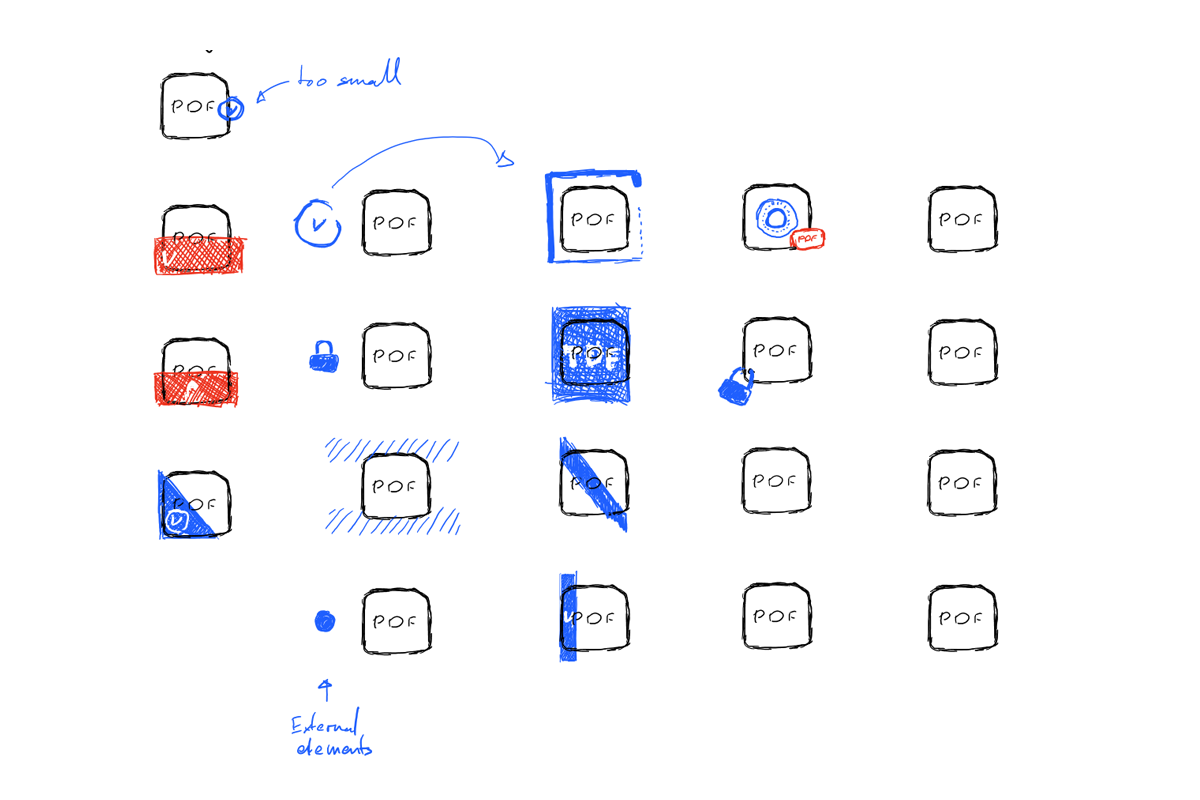 The 'encrypted' indicator needed to be easily distinguishable within the drive interface and against file type icons.